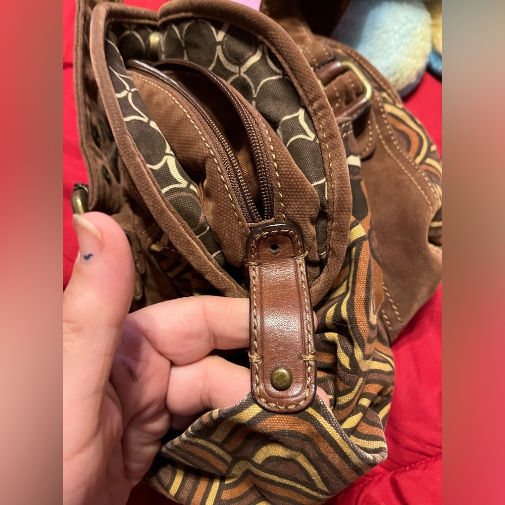 Guc Fossil Brown Floral/ Geometric Pattern Satche… - image 8